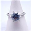 Image 1 : Plated 14KT Gold 3 Ct Smokey Blue/Grey Fire Moissanite Ring