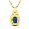 Image 2 : 14KT Yellow Gold 1.95ctw London Blue Topaz and Diamond Pendant