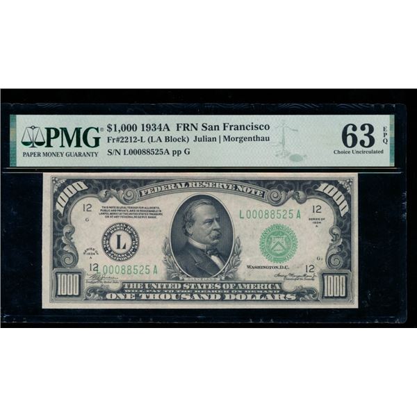 1934A $1000 San Francisco FRN PMG 63EPQ