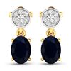 Image 1 : 14KT Yellow Gold 1.5ctw Blue Sapphire and Diamond Earrings