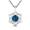 Image 2 : 14KT White Gold 2.05ctw London Blue Topaz and Diamond Pendant