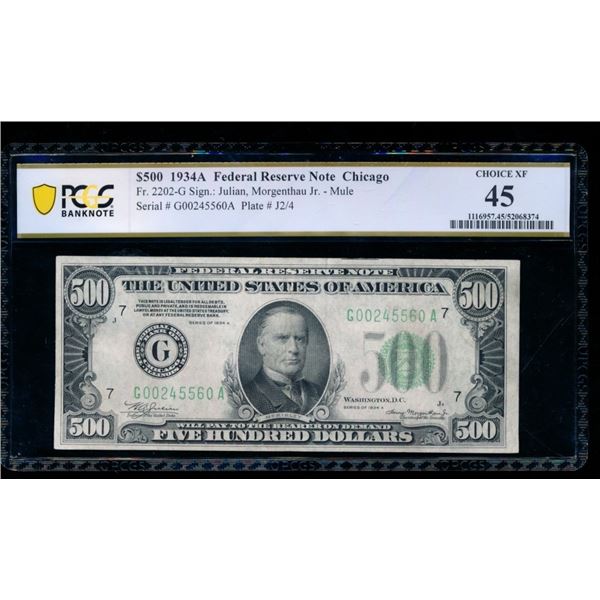 1934A $500 Chicago FRN PCGS 45