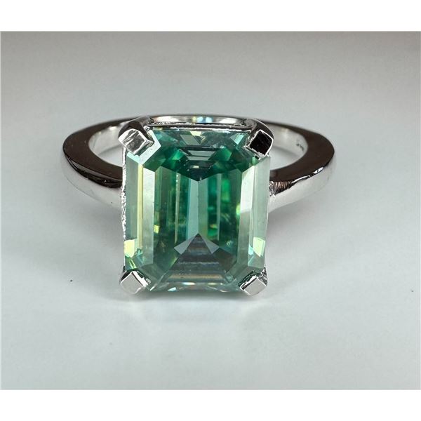 Dazzling 5.75 Ct Aqua Blue Fire Moissanite Ring
