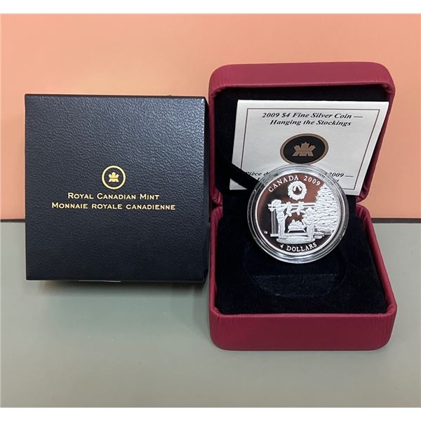 2009 $4 Fine Silver Coin - Hanging the Stockings, 99.99% Pure Silver, 0.5oz