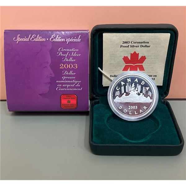 2003 Coronation Proof Silver Dollar - 99.99% Pure Silver, 0.8oz