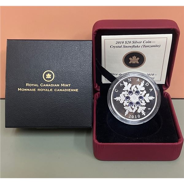 2010 $20 Silver Coin - Crystal Snowflake (Tanzanite) - 99.99% Pure Silver, 1oz