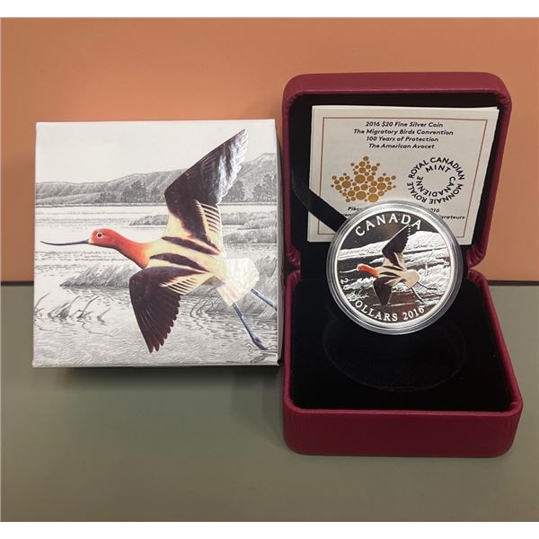 2016 $20 Fine Silver Coin - The Migratory Birds Convention: 100 Years of Protection - The American A