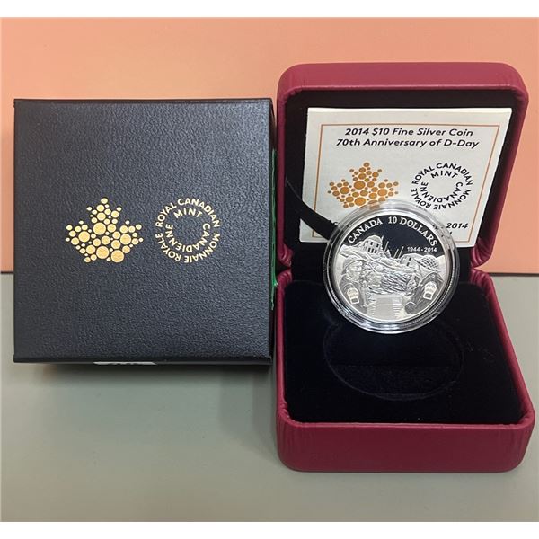 2014 $10 Fine Silver Coin - 70th Anniversary of D-Day - 99.99% Pure Silver, 0.5oz