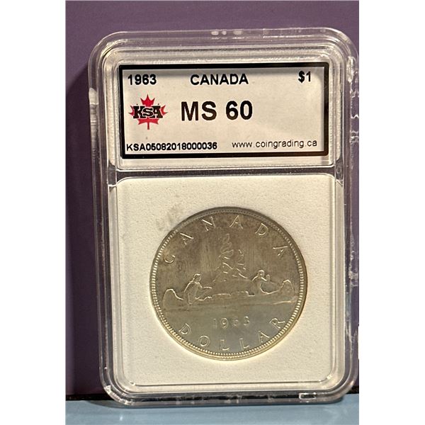 1963 Canada Silver Dollar MS 60