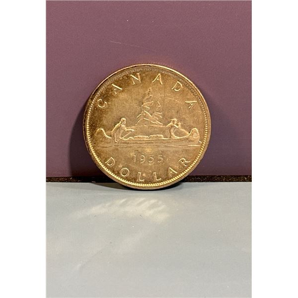 1955 Arn AU Canadian Silver Dollar
