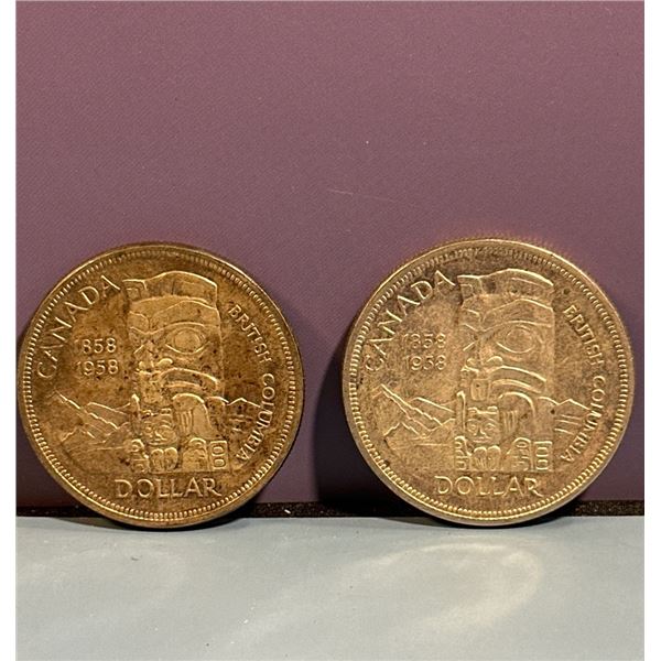 1958 Canada Silver Dollar AU x 2