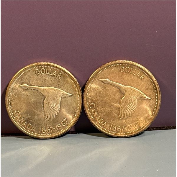 1967 Canada Silver Dollar X 2