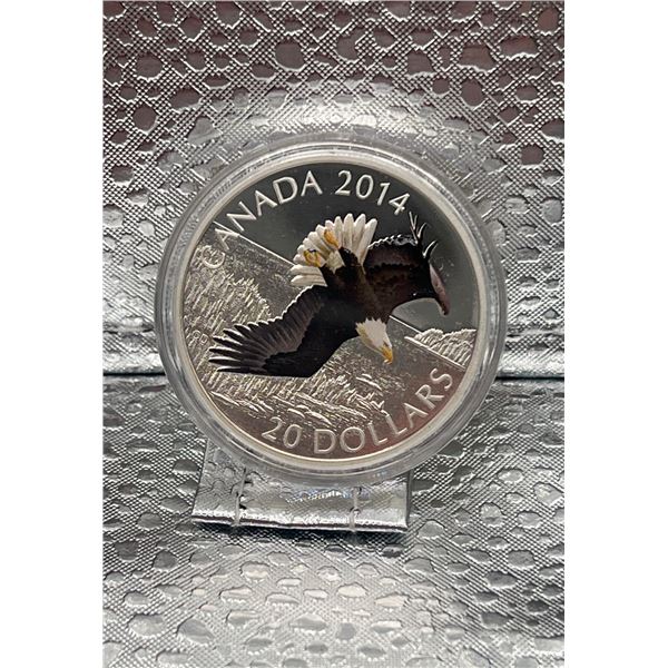 2014 $20 Fine Silver Coin, Soaring Bald Eagle, 99.99%, 1oz