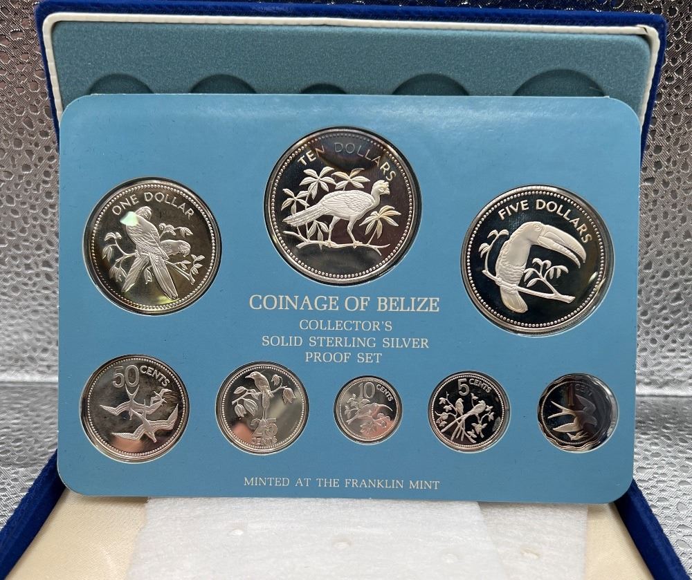1978 Coinage of Belize Solid Sterling Silver Proof Set - ASW of 3 Troy Oz