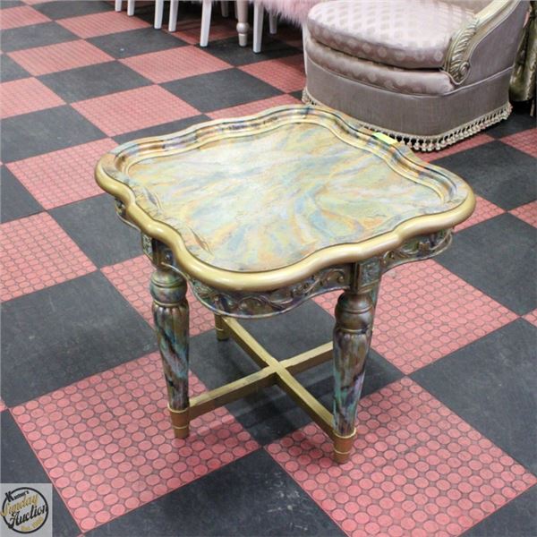 ESTATE PEACOCK PARADISE THEMED SIDE TABLE H-22.25"