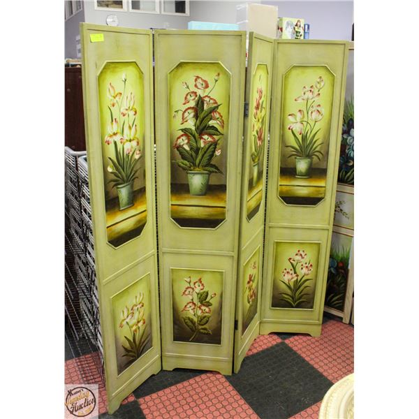 ESTATE 4 PANEL HANDPAINTED FOLDING ROOM DIVIDER