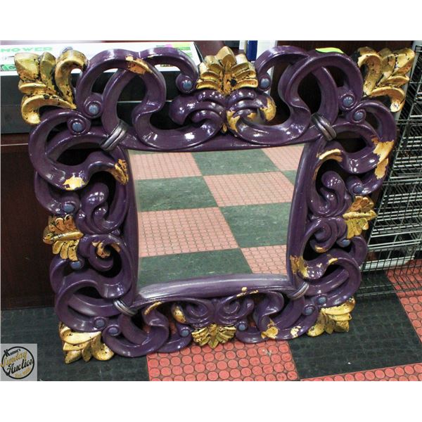 ESTATE PURPLE GOLD FOIL WALL MIRROR 39"X39"