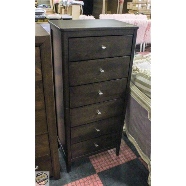 DARK 6-DRAWER HIGHBOY DRESSER -