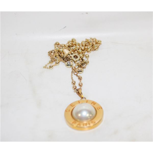 CELINE PARIS "PEARL" PENDANT NECKLACE- MADE IN