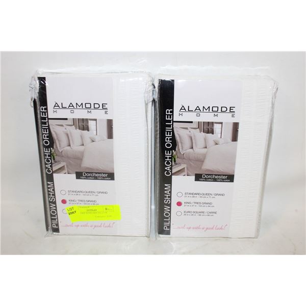 2 ALAMODE KING SIZE PILLOW SHAMS