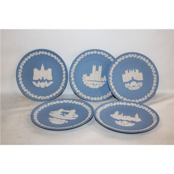 VINTAGE WEDGWOOD JASPERWARE COLLECTOR PLATES (5)