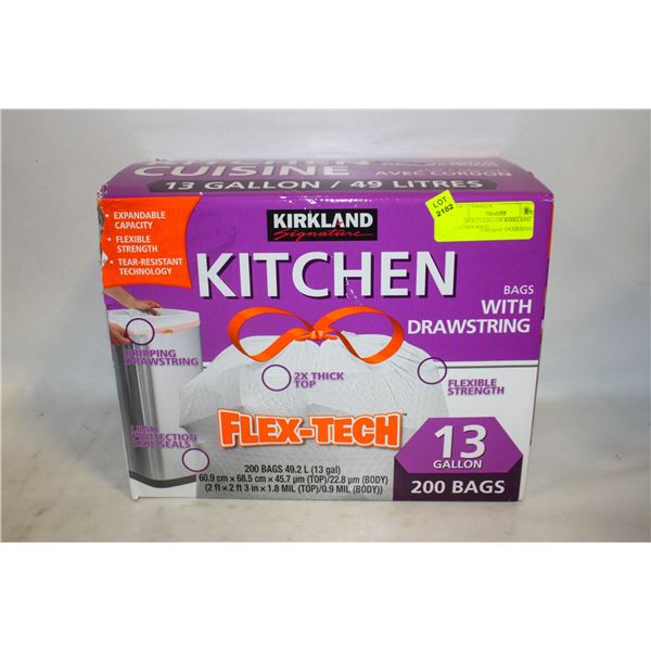 195 BAGS 13 GALLON KIRKLAND KITCHEN BAGS