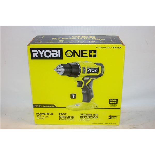 NEW RYOBI ONE 18 VOLT 1/2 HAMMER DRILL MODEL