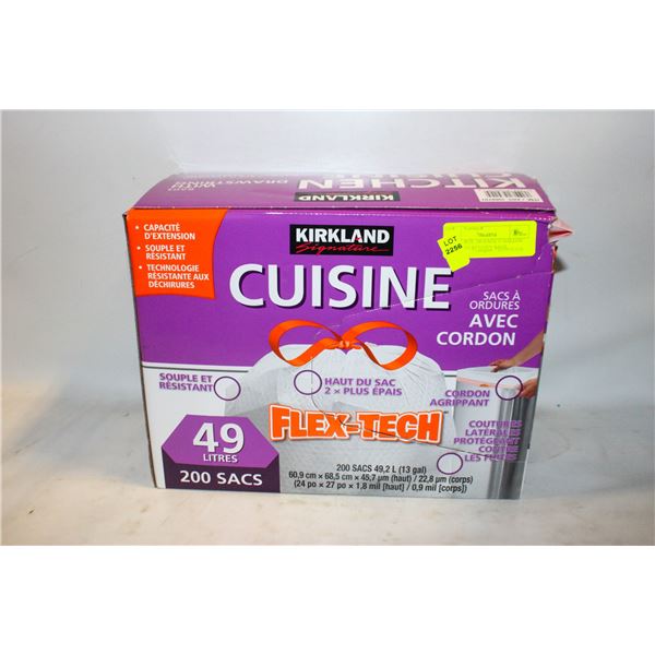 NEW W BOX 200 BAGS 13 GALLON KIRKLAND KITCHEN BAGS