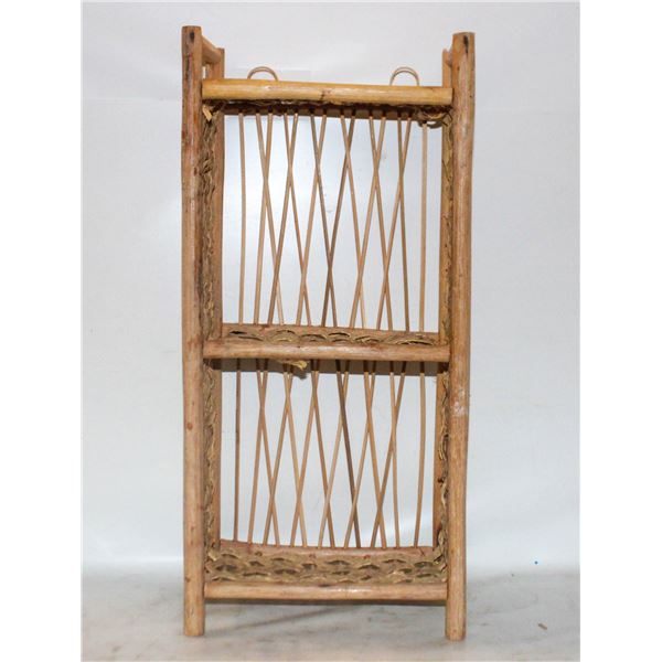 VINTAGE WICKER WALL HANG SHELVING UNIT