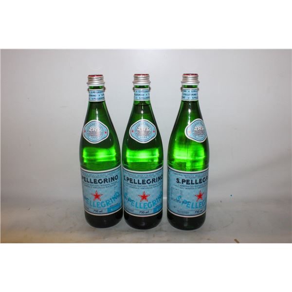 3 X 750ML SAN PELLEGRINO CARBONATED MINERAL WATER