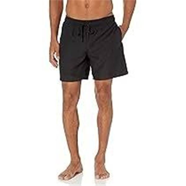 NEW AMAZON ESSENTIALS MEDIUM BLACK SWIM TRUNKS