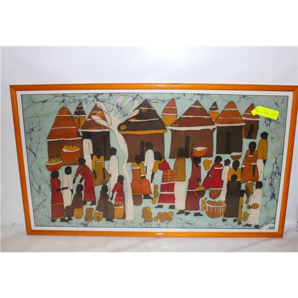 VTG SILK ART PICTURE 33"W X19"H