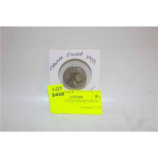 CANADA 1939 SILVER QUARTER