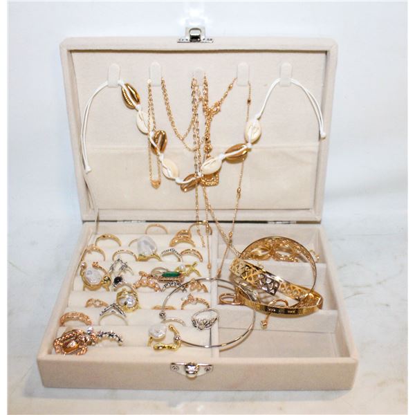ESTATE JEWELRY BOX FULL OF JEWELRY