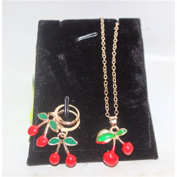 NEW JEWELRY DISPLAY W/ NEW NECKLACE AND EARRINGS