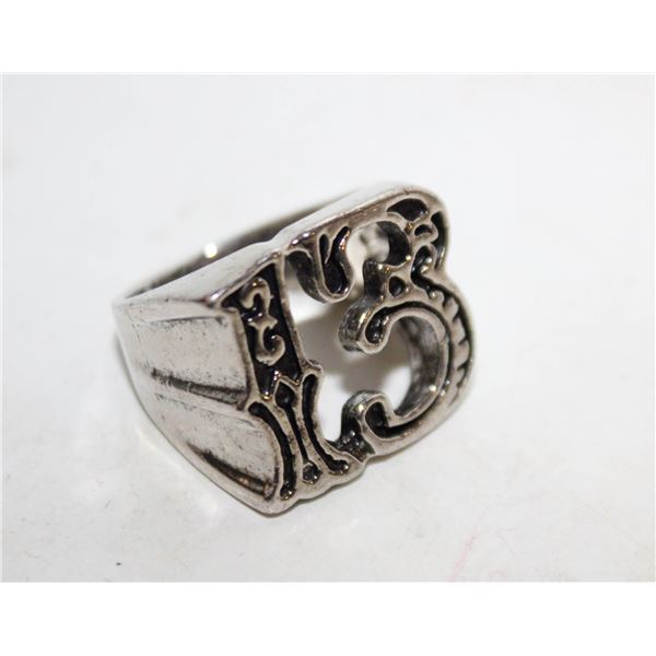 NEW MEN LUCKY 13 WEALTH STAINLESS STEEL RING SZ12