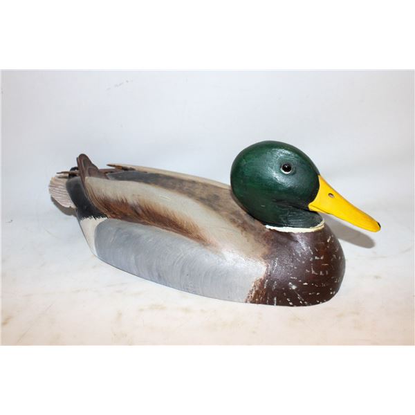 1989 HANDCRAFTED WOOD DUCK, 14" LENGTH