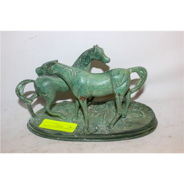 VINTAGE SOLID BRASS HORSES, 4 POUNDS