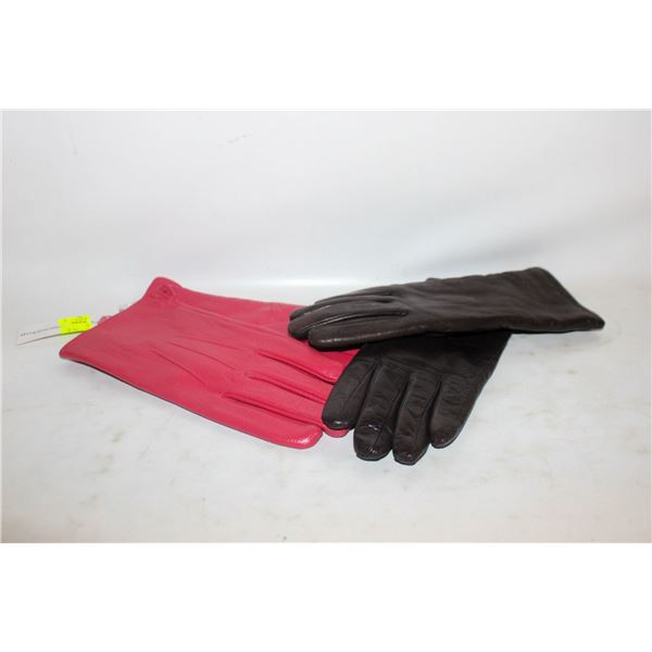 2 PAIRS OF LADIES LEATHER GLOVES INC NEW $50 TAG