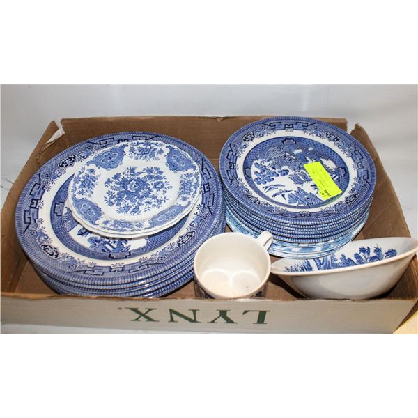 CHURCHILL BLUE WILLOW CHINA PLATES PLUS