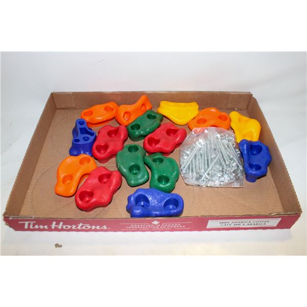 16 NEW INDOOR/OUTDOOR CLIMBING HOLDS W/HARDWARE