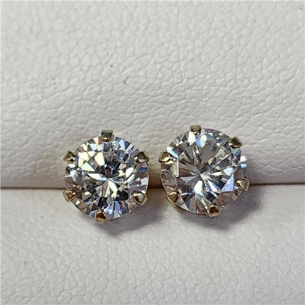 10K YELLOW GOLD CZ 6.5MM EARRINGS
