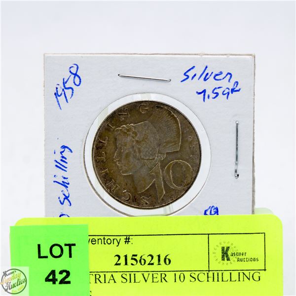 1958 AUSTRIA SILVER 10 SCHILLING 7.5GRAMS