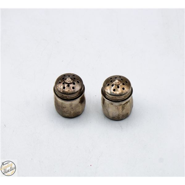 ANTIQUE SILVER SALT & PEPPER SHAKERS STAMPED