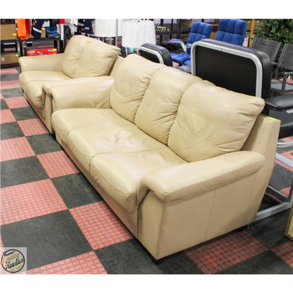 2-PIECE LEATHER SOFA AND LOVE SEAT SET -