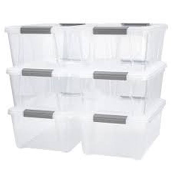 NEW 6PK TUFFSTORE 12.2L CLEAR STORAGE CONTAINERS