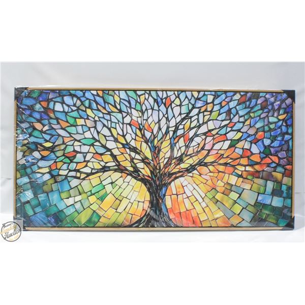 BRAND NEW SOLID WOOD FRAME ABSTRACT WALL ART