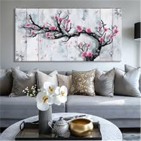 BRAND NEW FRAME ABSTRACT WALL ART PINK BLOSSOM