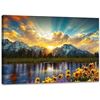 Image 1 : BRAND NEW LARGE CANVAS WALL ART GRAND TETON SUNFLO
