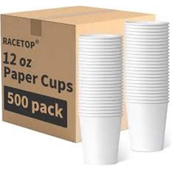 NEW RACETOP 500PK DISPOSABLE PAPER CUPS 12 OZ